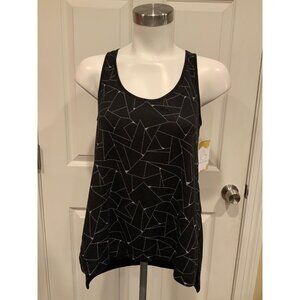 Derek Lam 10C Athleta Black & Silver Geometric Patterned Tank Top, Size XS